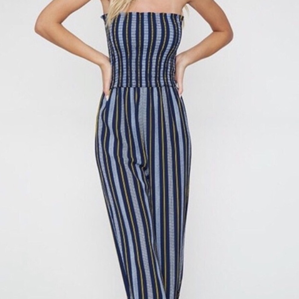 Sexy Striped Strapless Jumpsuit